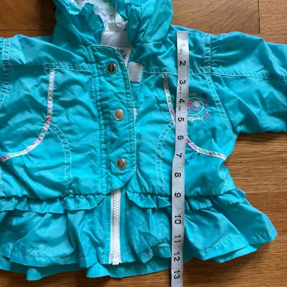 Vintage Baby B'Gosh Blue Ruffle Lightweight Girls Rose Floral Jacket 12 Months